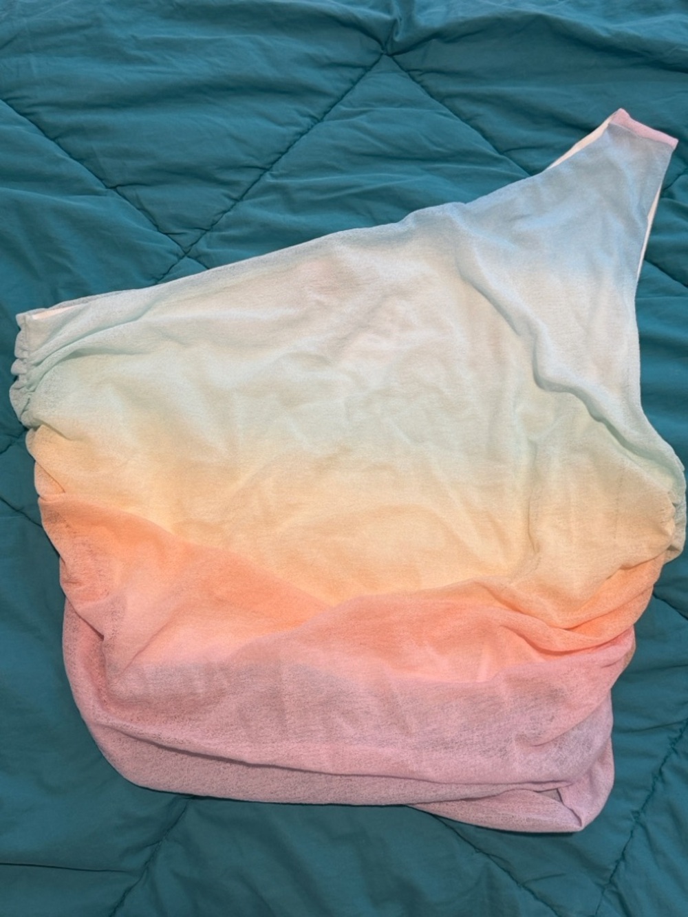 Abercrombie & Fitch x Trevor Project Ombré Rainbow One Shoulder Top